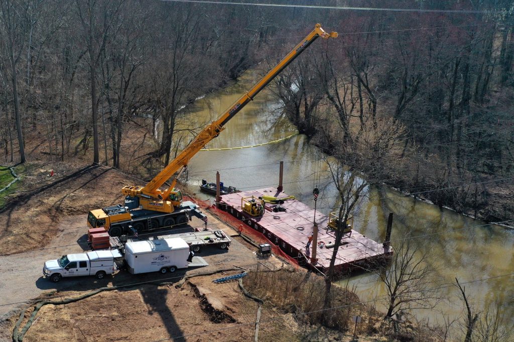 Marine Solutions using Poseidon P1’s to transport equipment to an island for tree maintenance – Ravenswood, WV